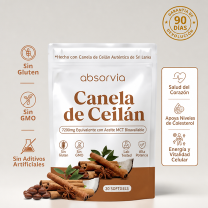 Canela de Ceilán 7,200 mg Equivalente con Aceite MCT