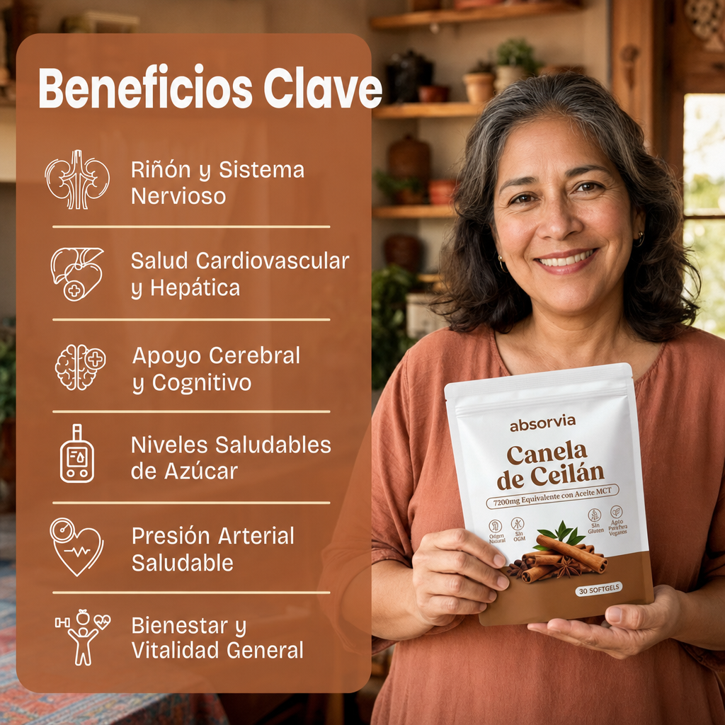 Canela de Ceilán 7,200 mg Equivalente con Aceite MCT
