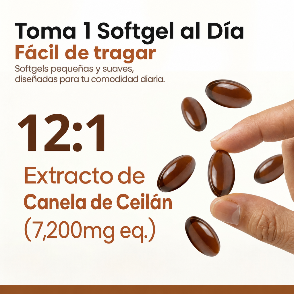 Canela de Ceilán 7,200 mg Equivalente con Aceite MCT